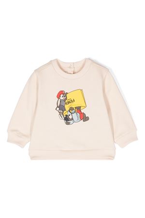 felpa in cotone beige FENDI KIDS | BUH0755V0F1P2N